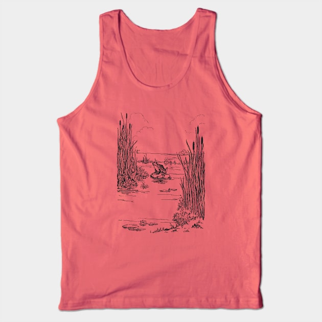 Cottagecore Frog Sitting In The Pond, Cute Cottagecore Toad on Rock, Vintage Aesthetics Froggie Tank Top by Ministry Of Frogs